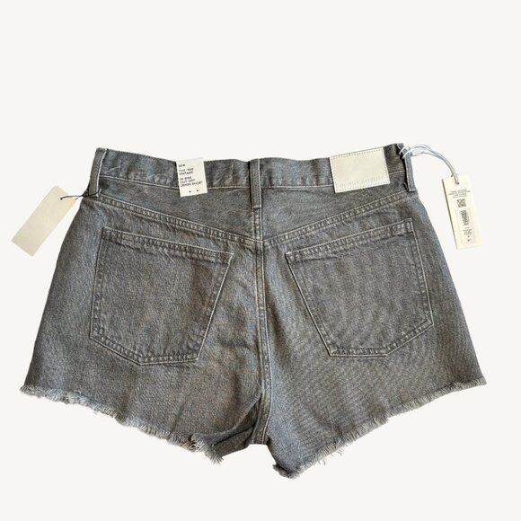 NWT Denim Forum 90's Vintage High-Rise Cut-Off Shorts in 'Gun Metal' Size 30 - Picture 7 of 10